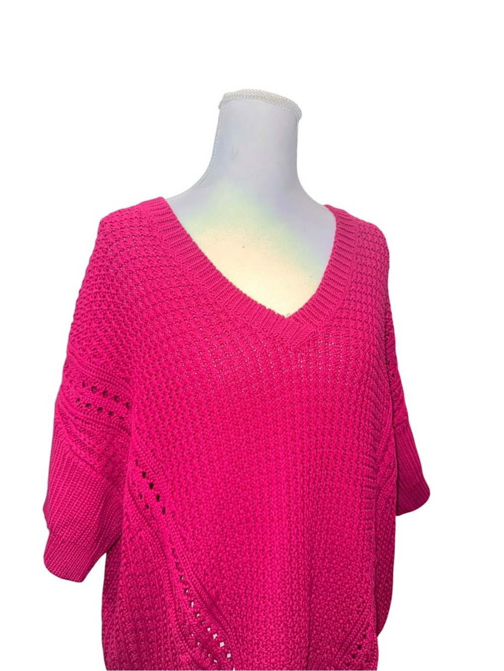 Sundance My Everyday Sweater Sangria Pink Cotton Knit Short Sleeve Large NWT - Picture 4 of 11